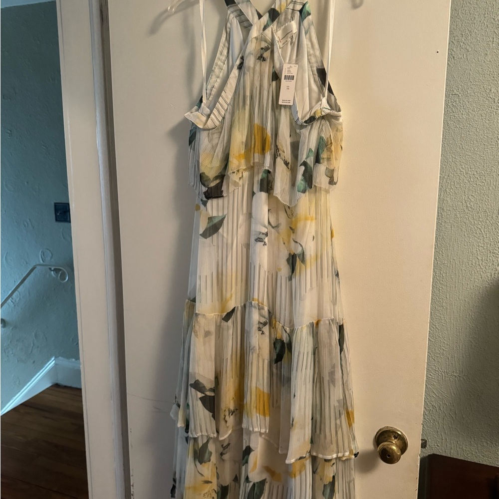 Anthropologie Green Halter Maxi Sundress